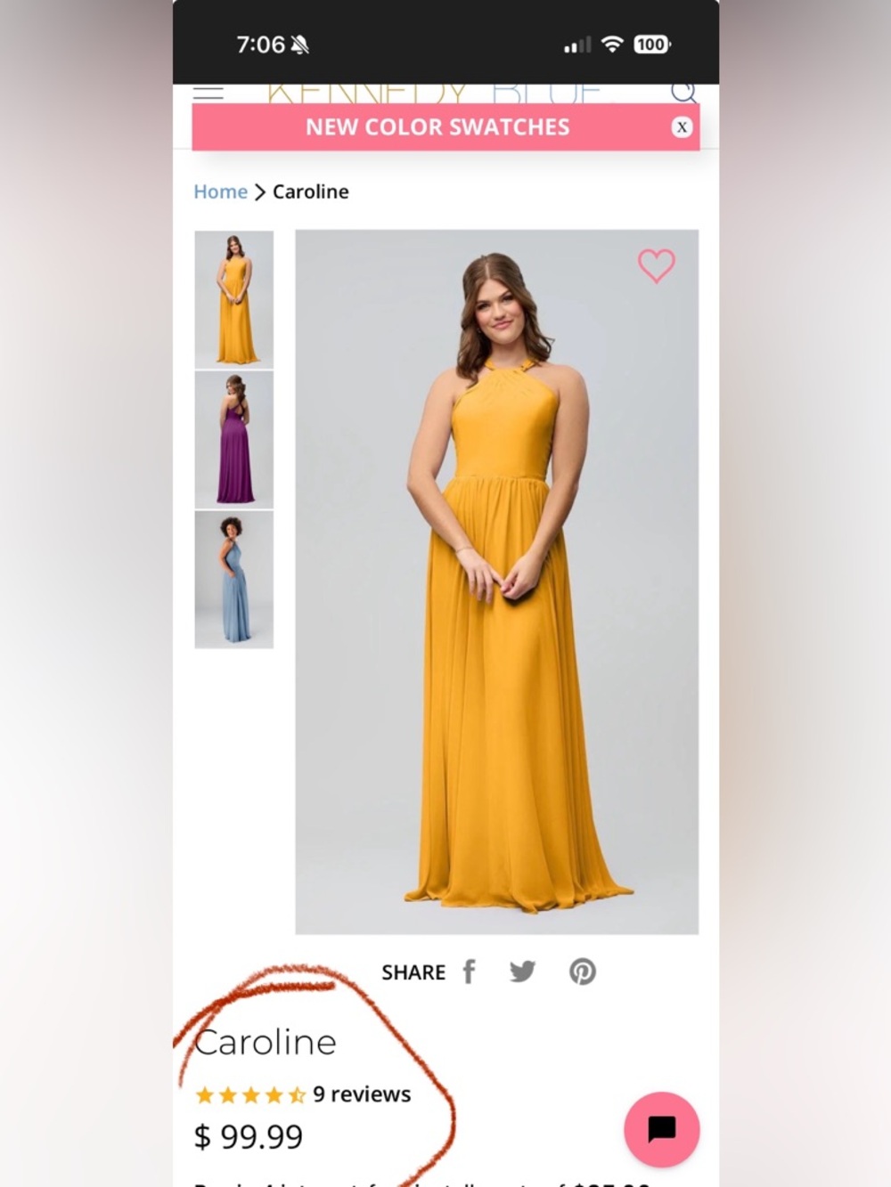 Kennedy Blue - Caroline Bridesmaids Dress in Marigold